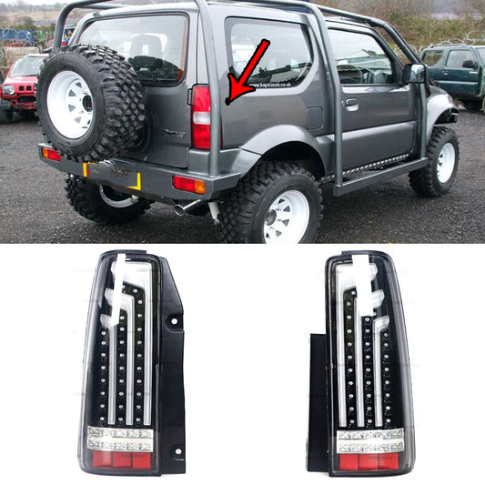 pair of rear LED taillights and brake lights are compatible with the for SUZUKI for JIMNY SN413 hardtop (1998 - 1999-17).