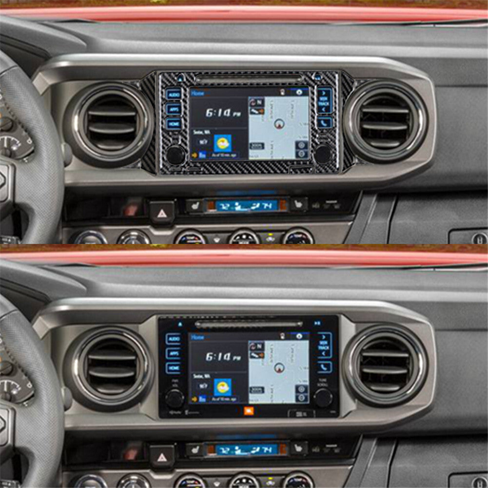 8Pcs Carbon Fiber Navigation Screen Cover Trim for Toyota Tacoma 2016-2021 Black