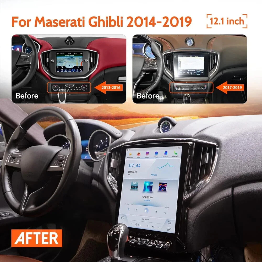 12.1 Android Car Gps Navigation 4+64GB for Tesla Style for Maserati Ghibli 2014~19