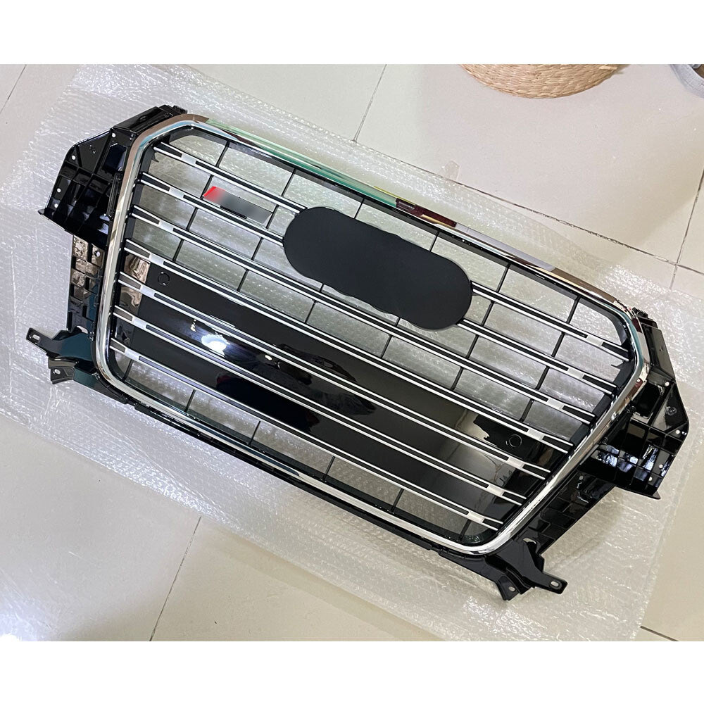Front Bumper Grill Mesh Grille Fit for Audi Q3 2013 2014 2015 SQ3 Style Silver