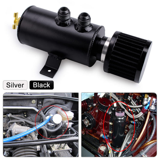 CA 750ml 3 Ports Oil Catch Tank Can Dual Baffled Breather Filter Reservoir 3/8