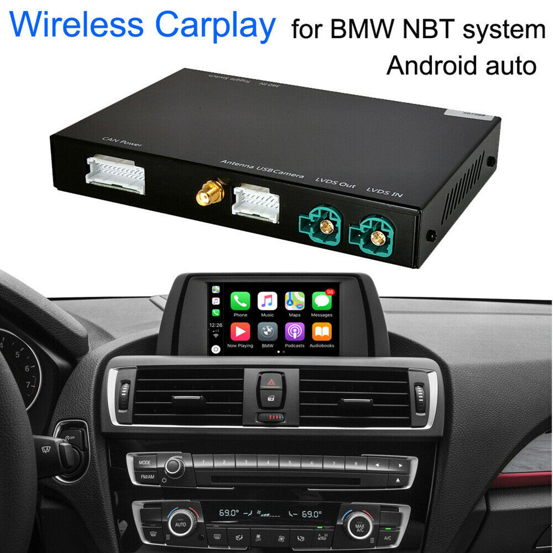 Wireless Carplay Decoder Box For Apple Android for BMW Auto Interface NBT System