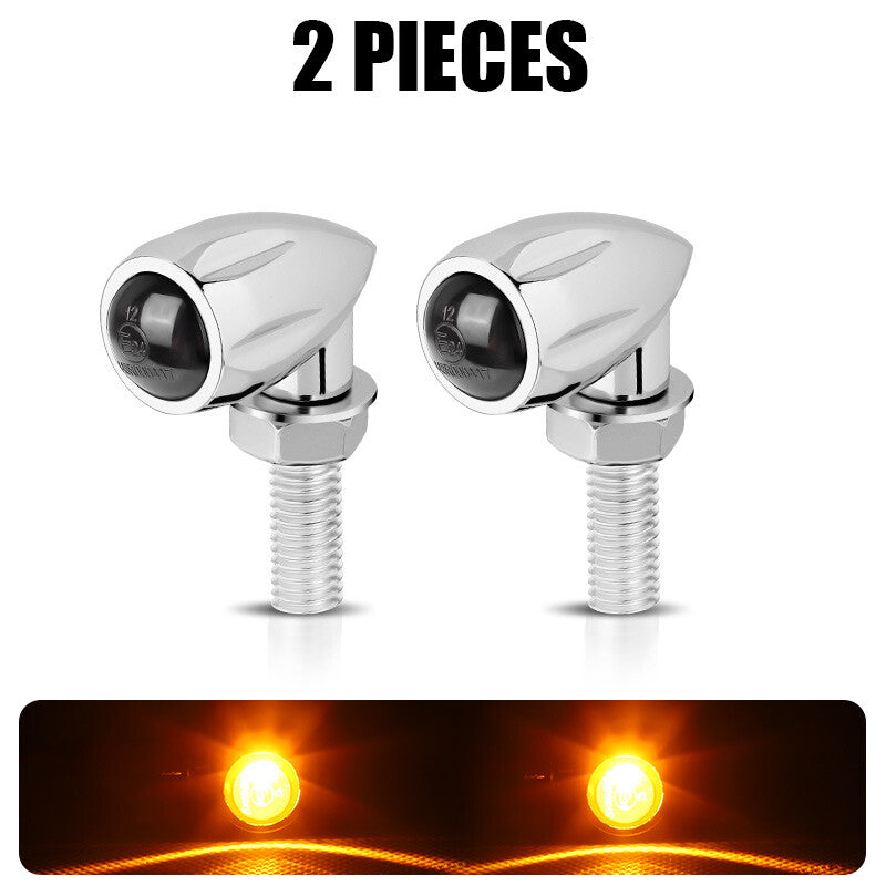 Chrome Bullet Motorcycle LED Turn Signals Light Indicator For Bobber Cafe Racer