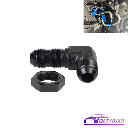 Aluminum 90 Degree 8AN Male Flare Union Bulkhead Fuel Fitting Adapter AN8 W/Nut