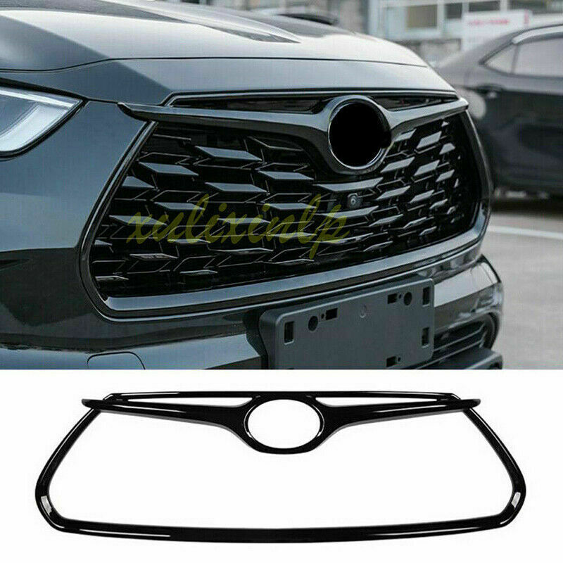 for Toyota Highlander 2020-2023 Glossy Black Front Grille Grill Frame Cover Trim