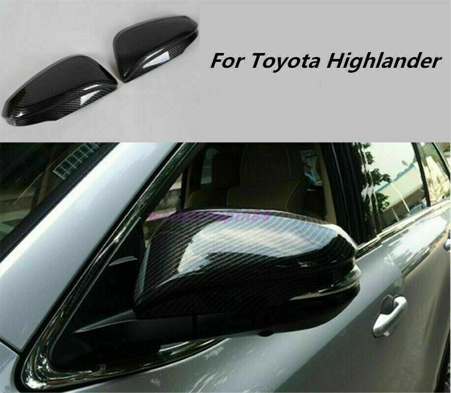 Carbon Fiber ABS RearView Side Mirror Cover Trim for Toyota Highlander 2014-2019