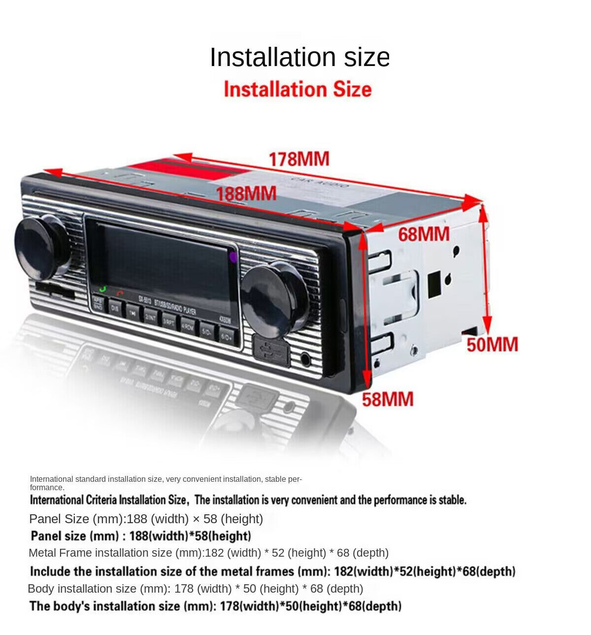 Car MP3 Stereo Radio Player In-Dash Bluetooth 4-CH Output FM USB AUX In Remote