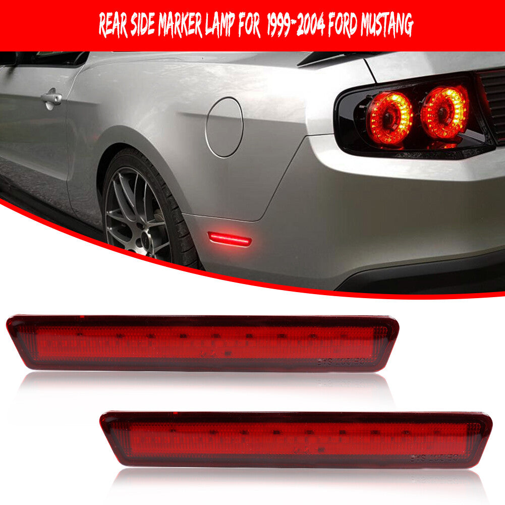 Two red lenses and red LED rear marker indicator lights are suitable for 1999-2004 for Ford Mustangs.