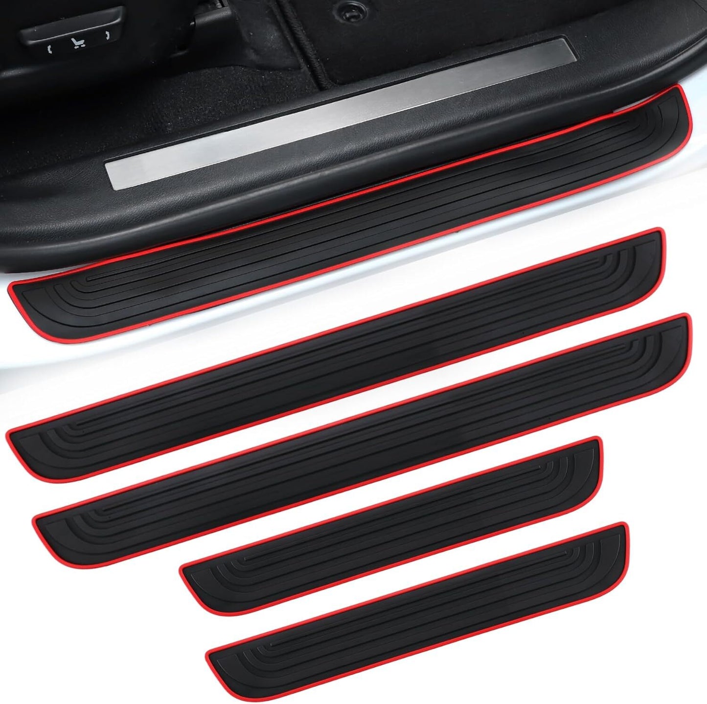 4x Universal PVC Soft Rubber Car SUV Door Scuff Sill Cover Panel Step Protector