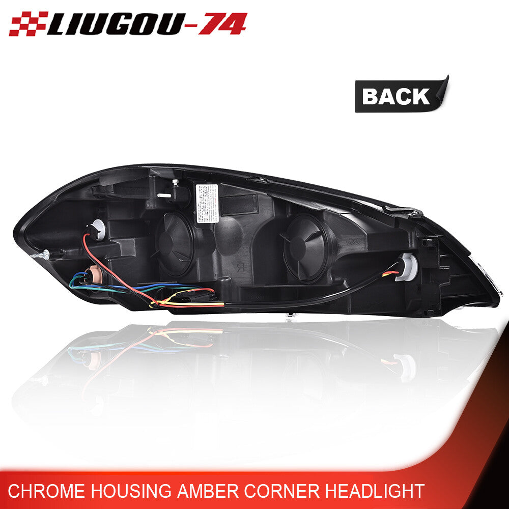 Amber corner headlights, left driver's side chrome alloy trim suitable for 2006-2016 for Chevrolet Impala.