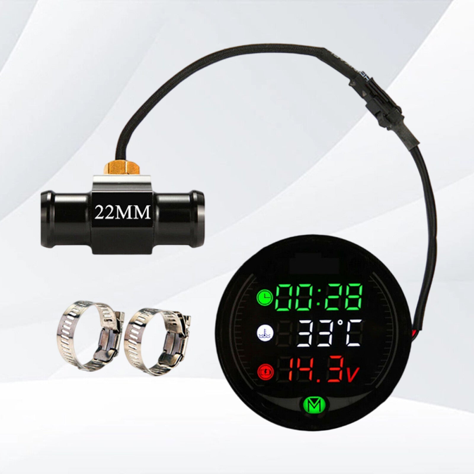Motorcycle Thermometer Water Temperature Gauge Meter Sensor Adapter Waterproof