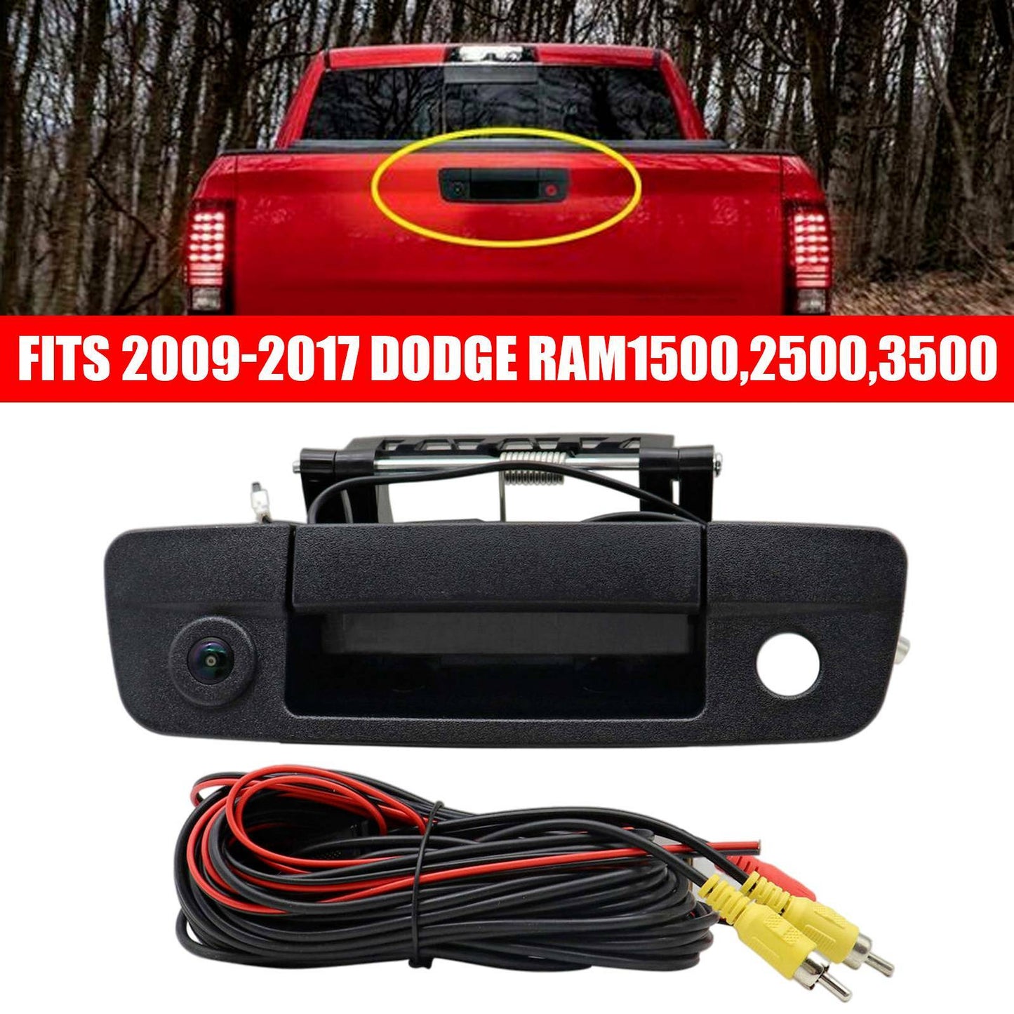 fit for Dodge for Ram 09-17 Tailgate Backup Reverse Handle With Parking Camera Kit AT