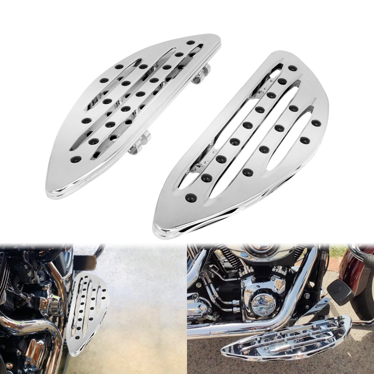 Chrome Front Driver Stretched Floorboards for Harley Touring Road Electra Glide