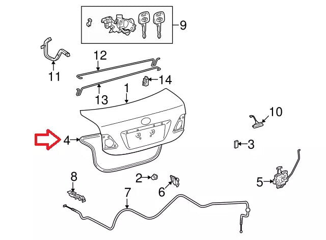 Rubber Fit for Toyota for Corolla 2009-2013 Trunk Lid Gasket Seal Weatherstrip Repalce