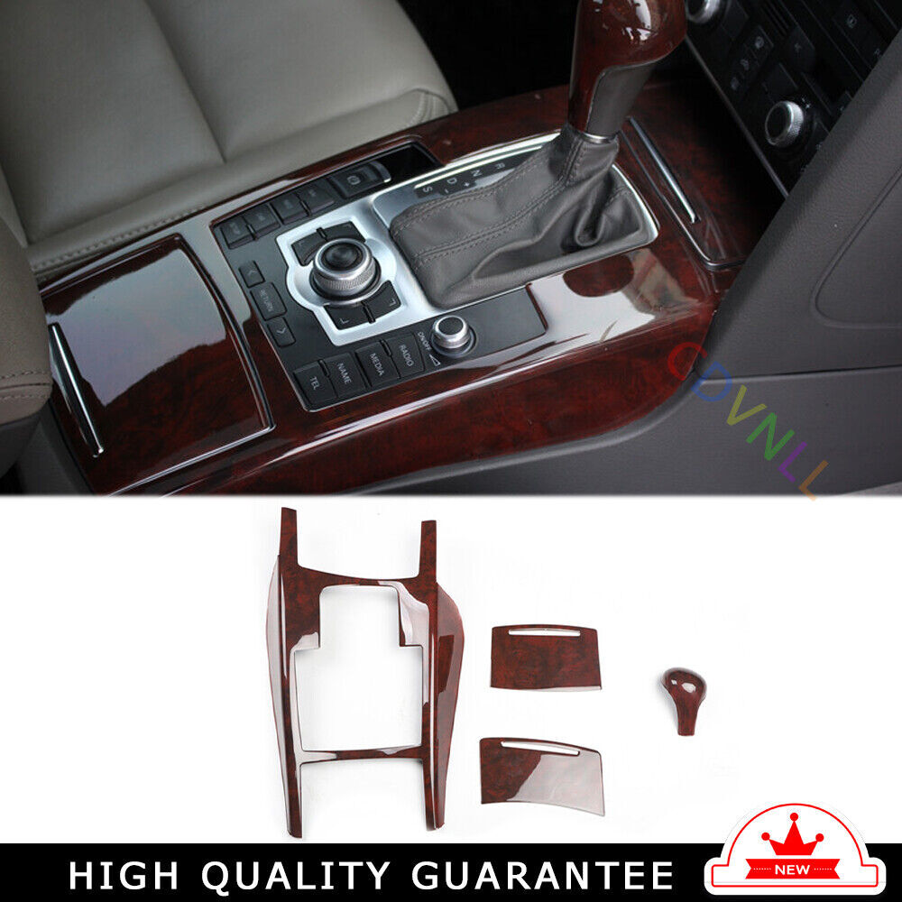 Car Console Gear Shift Frame Cover Trim 4 Fit for Audi A6L 2005-2011 Brown Wood