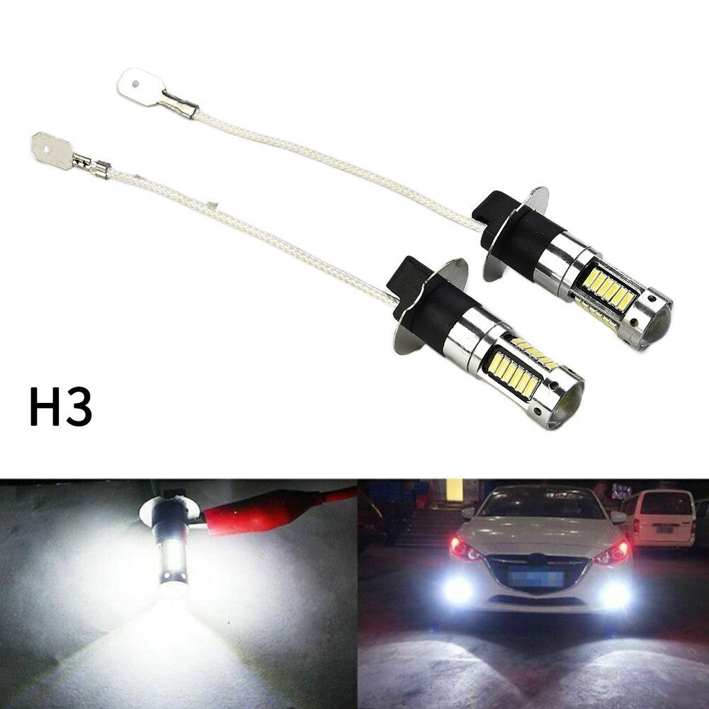 Pair H3 LED Fog Light Bulbs Conversion Kit Super Bright Canbus 6000K White 100W