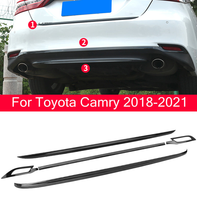 for Toyota for Camry 2018-2023 Carbon fiber Steel Rear Bumper Plate Pad Cover Kit 5x