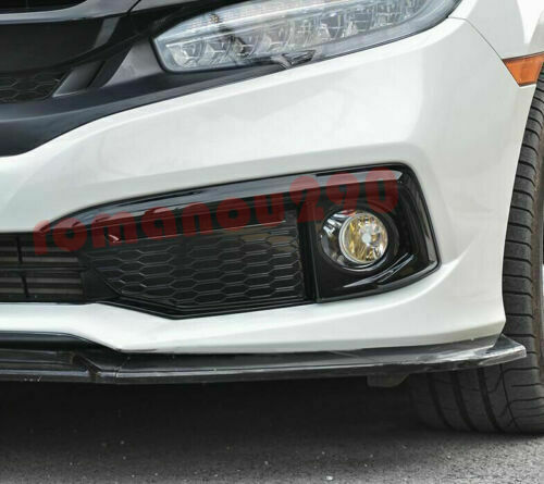 for Honda for Civic 2019-2021 Glossy Black Car Front Fog Lights Lamp Cover Trim ABS