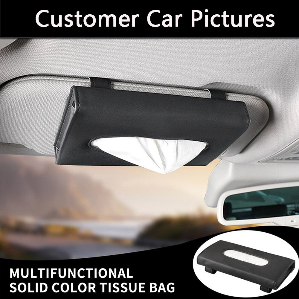 Black Car Tissue Box Towel Car Sun Visor Tissue Box Holder Auto Interior Storage