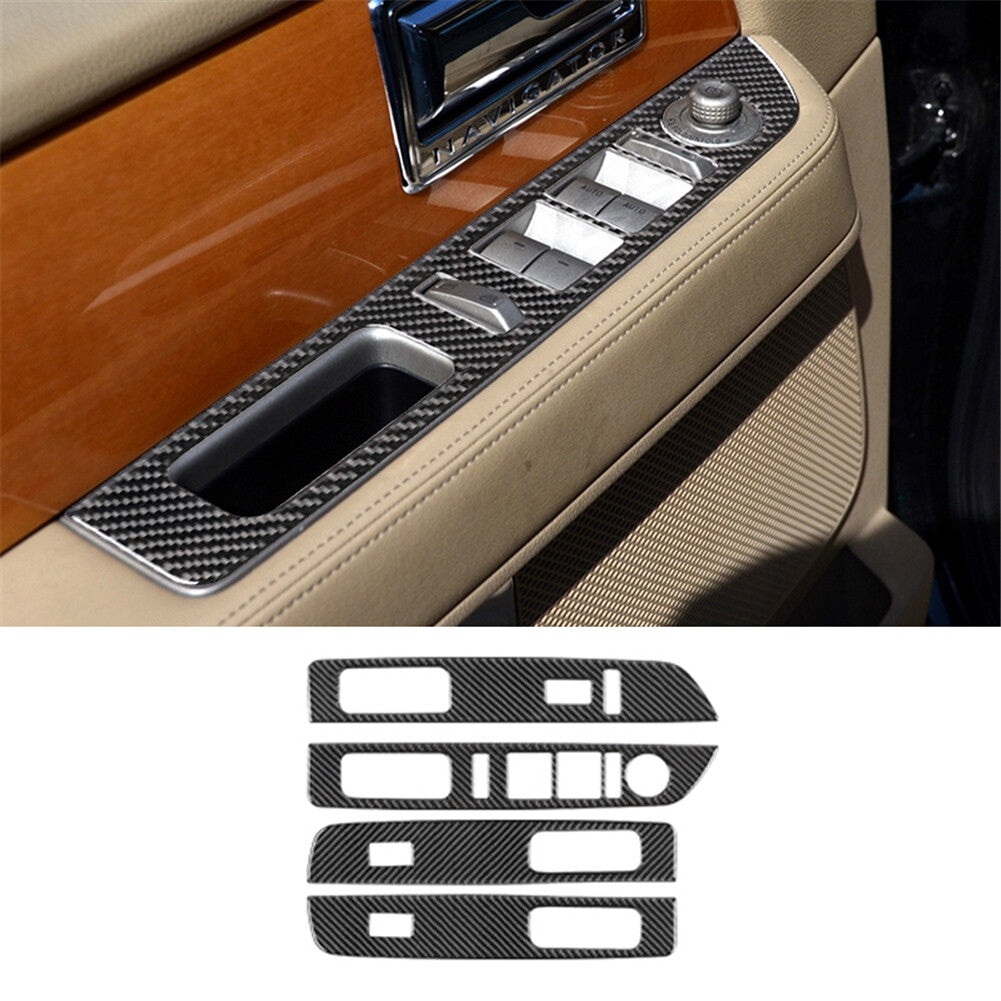 4X Carbon Fiber Interior Window Control Cover Trim for Lincoln for Navigator 2007-14