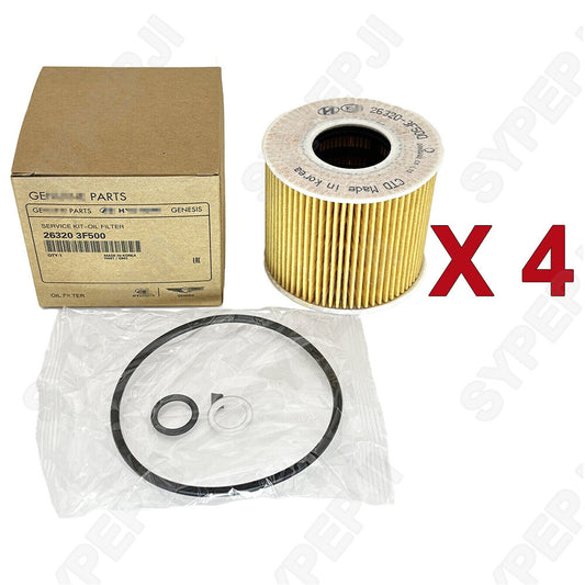 4-piece engine oil filter set 26320-3F500, suitable for 2017-20 for HYUNDAI for Genesis G80 G90 V8 5.0L, new.