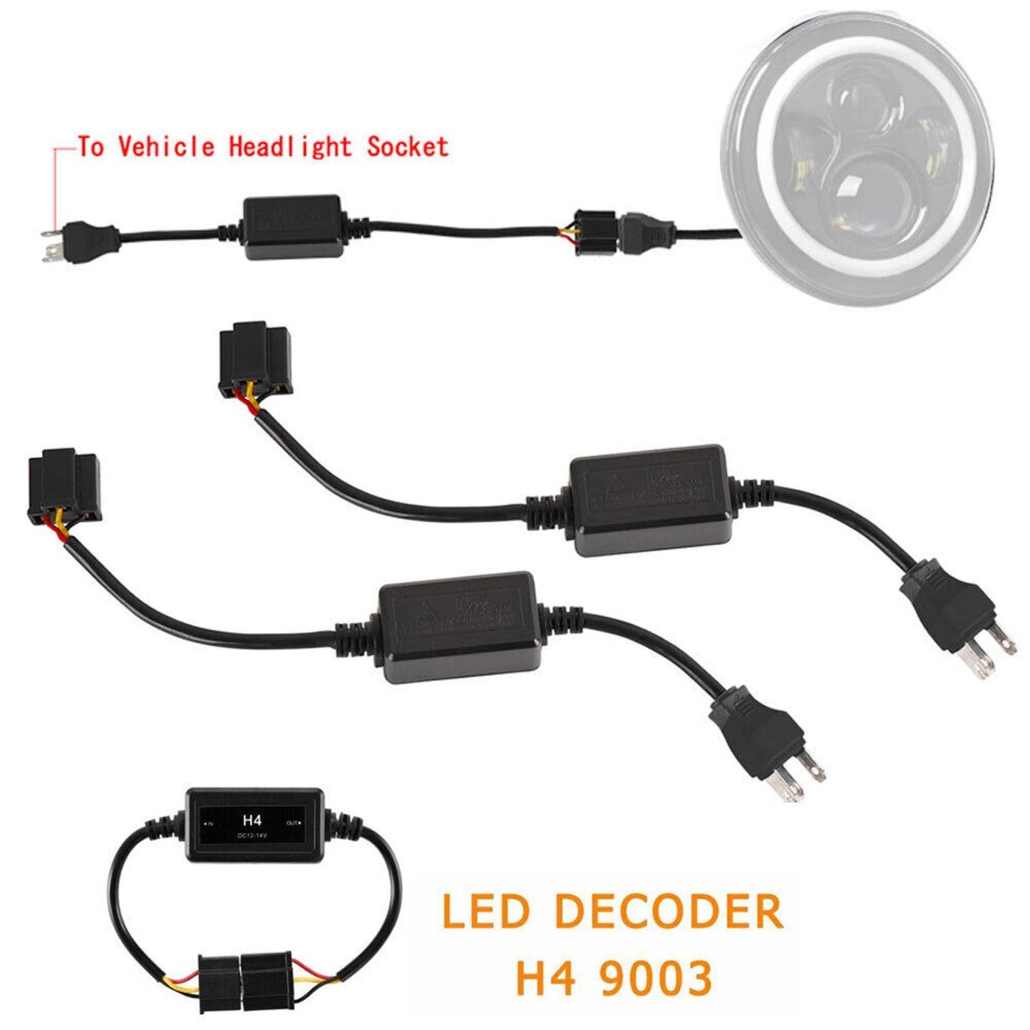 2PCS LED H4/9003 Headlight Canbus Error Anti Flicker Resistor Decoder