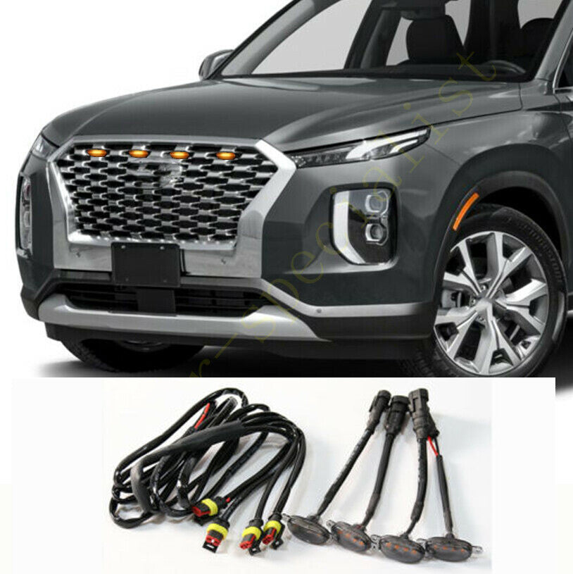 for Hyundai Palisade 2020-2023 Smoke Lens Amber LED Front Grille Running Light
