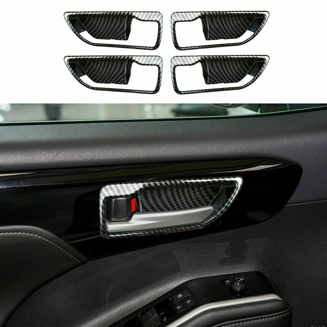4p for Toyota Highlander 2020-2022 Interior Carbon Fiber Door Handle Panel Cover