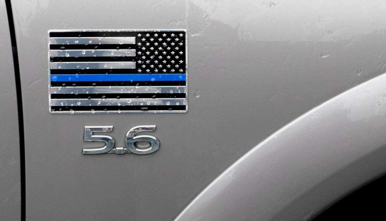Car side fender rear boot badge decals, silver, black, and blue American flag, suitable for Audi .