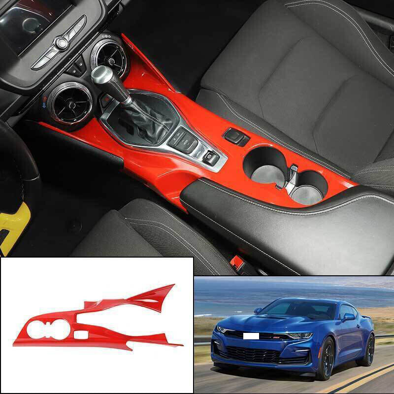 for Chevrolet Camaro 2016-23 Red ABS Center Console Gearbox Water Cup Cover Trim