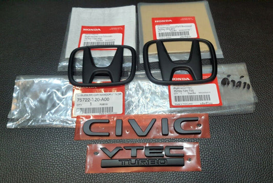 1SET MATT BLACK BADGE H for CIVIC FE TURBO EMBLEM FOR REAR for HONDA for CIVIC FE 21-23