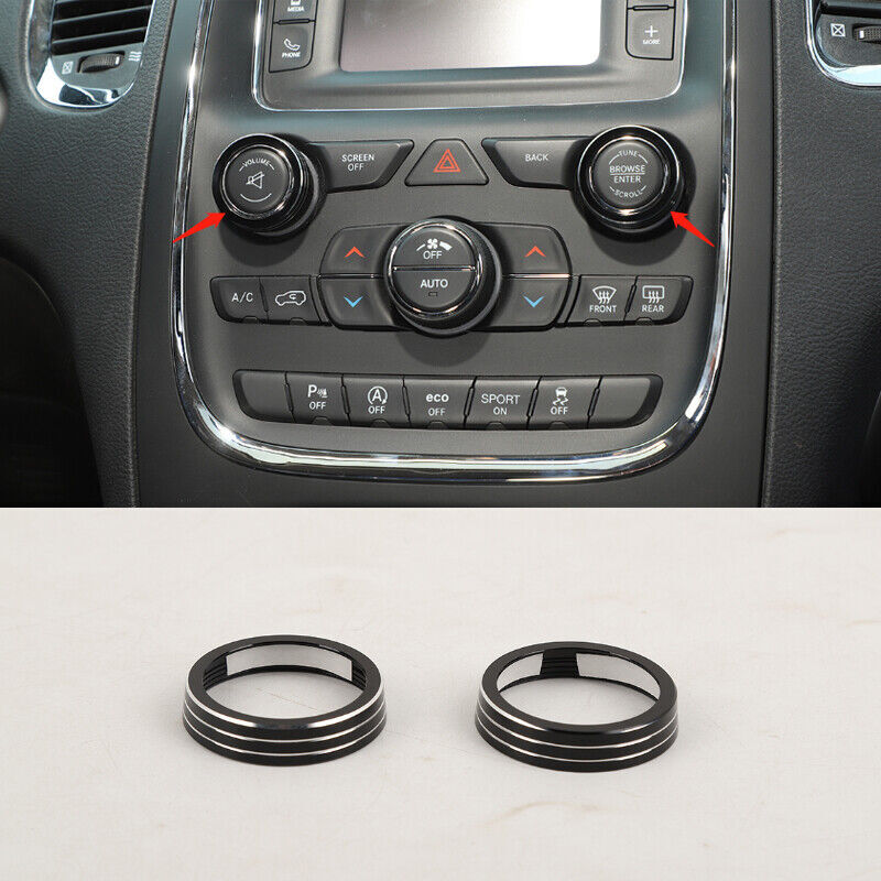 Alloy Black Audio Volume Switch Button Knob Ring Cover For 2014-18 for Dodge Durango