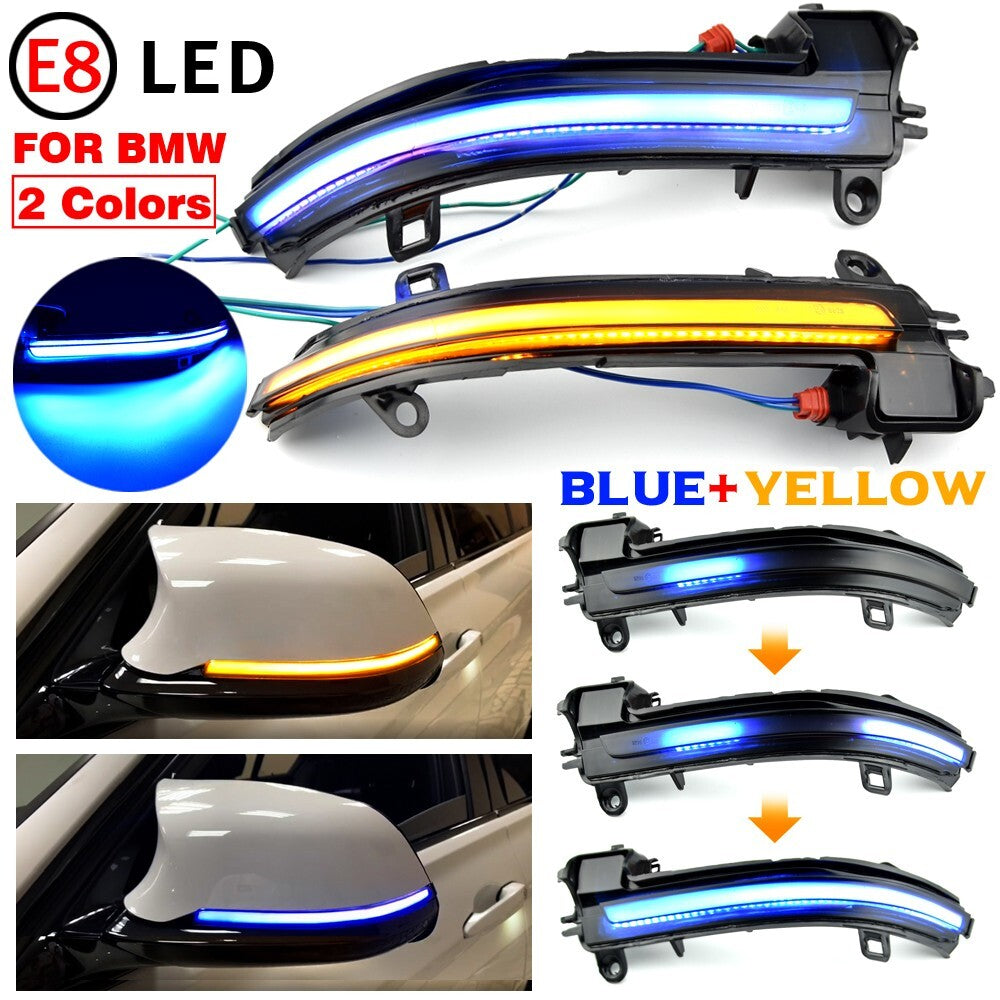 2pcs LED Dynamic Side Mirror Turn Signal Light Assembly Blue for BMW F20 F30 F21
