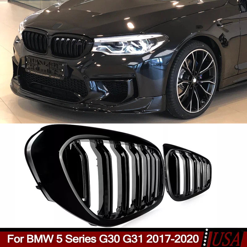 Gloss Black for BMW 5 Series G30 G31 530i 540i 2017-20 Front Kidney Grille Grill