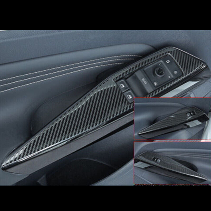 Carbon Fiber Car Window Lift Switch Panel Cover Trim for Volkswagen ID.4 2021-23