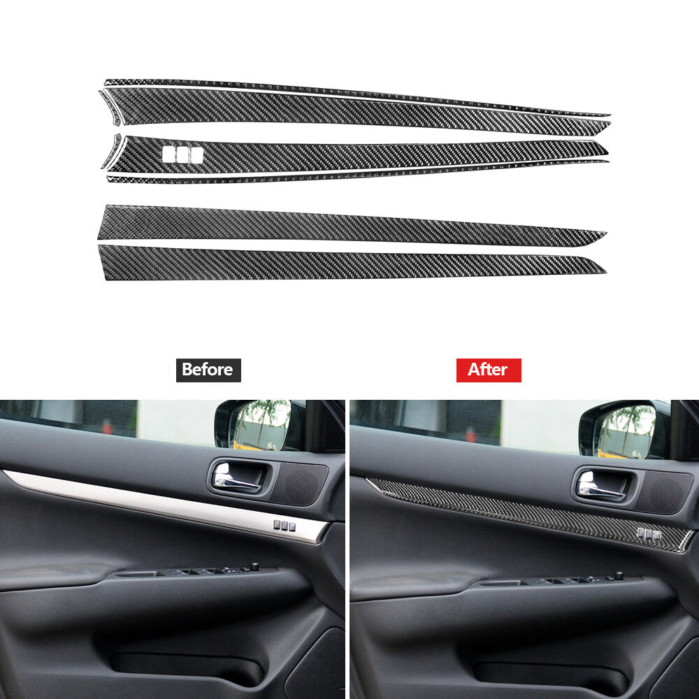 8-Piece Carbon Fiber Door Trim Panel Covers for Infiniti G37 2010-2013