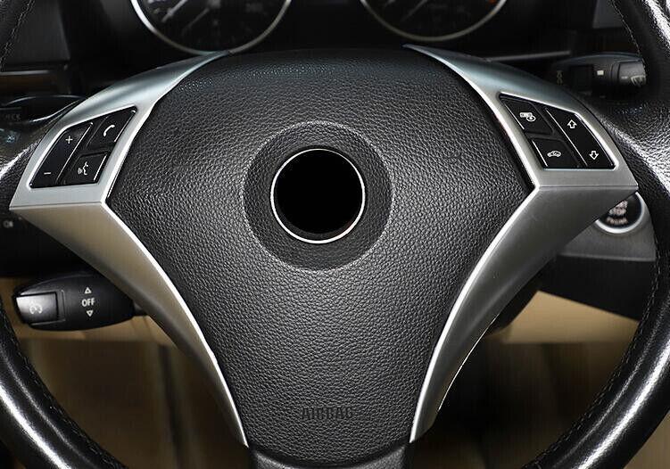 Fit for BMW 5 Series 2004-2010 Matte Silver Steering Wheel Button Cover Trim 2X