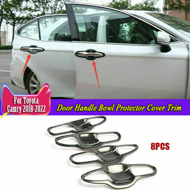 8X for Toyota for Camry 2018-2022 Carbon Fiber Look External Door Bowl Cover Trim