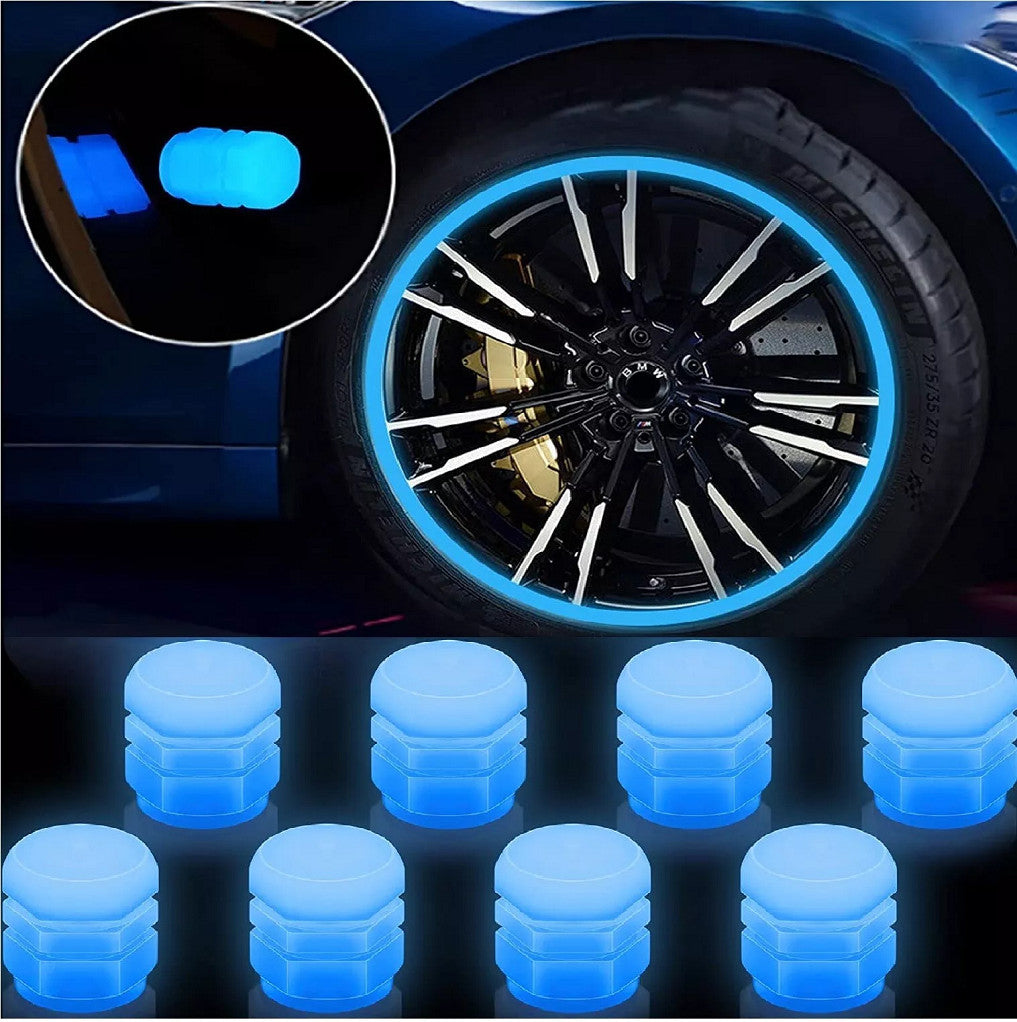 4XCar Tire Valve Stem Caps Glowing Tire Air Caps Cover Tire Valve Caps Universal