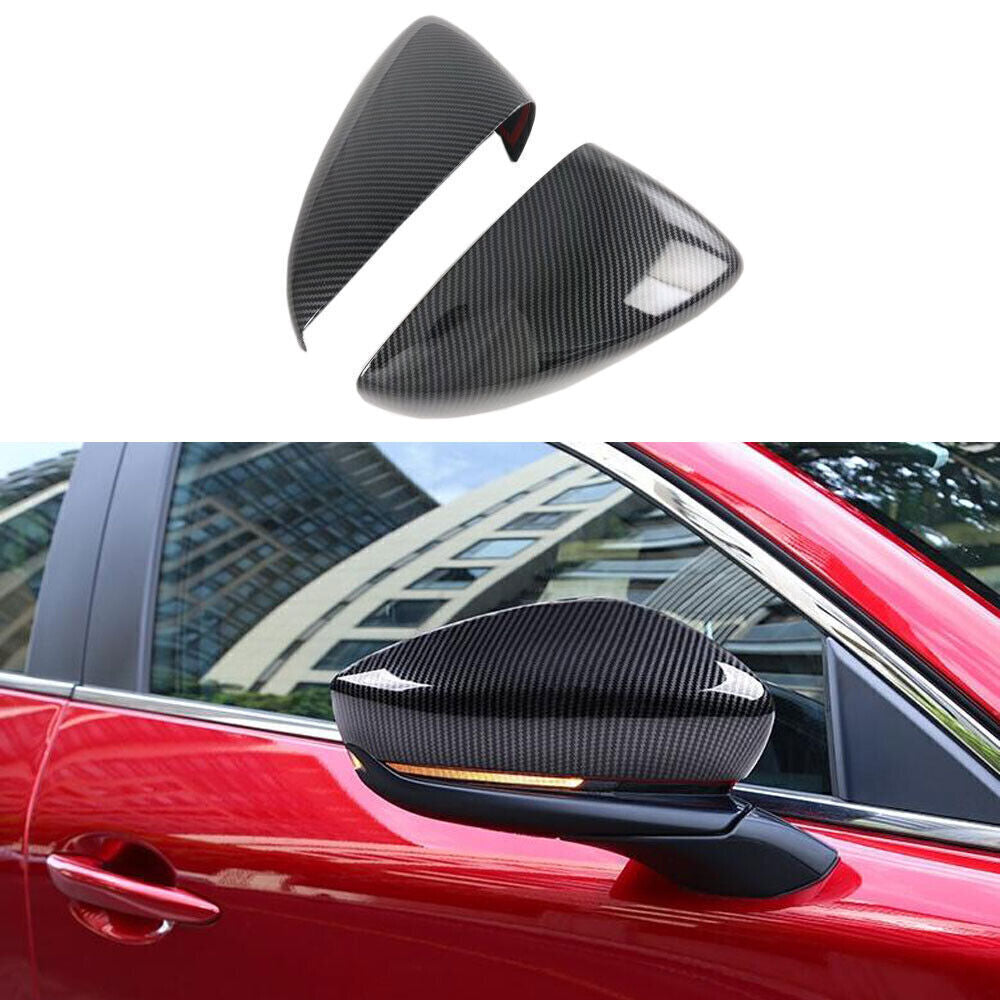 2P Carbon Fiber Rear View Side Door Mirror Cover Trim for Mazda CX-30 CX30 20-24