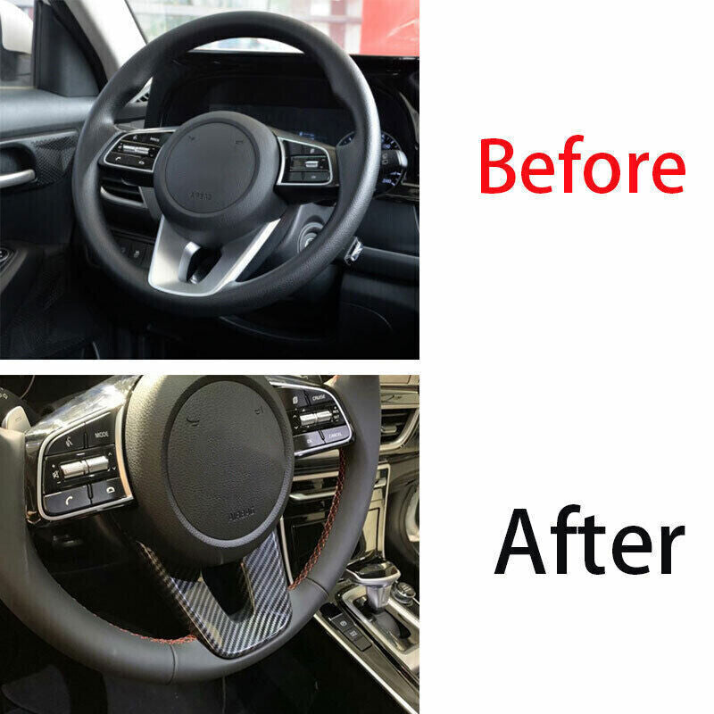Car Inner Steering Wheel U Type Cover Trim for Kia Seltos 2020-2022 Carbon Fiber