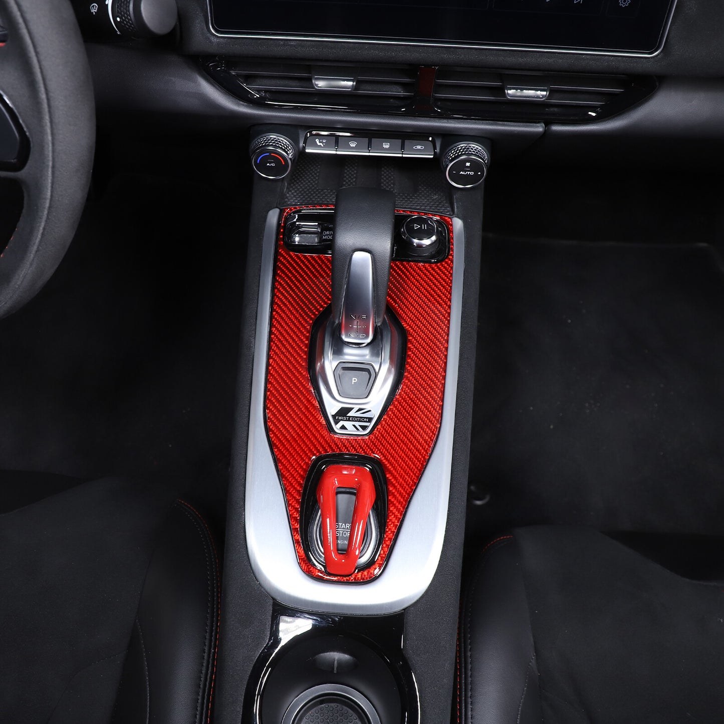 Red carbon fiber center gear derailleur panel cover sticker for Lotus EMIRA 2022-23