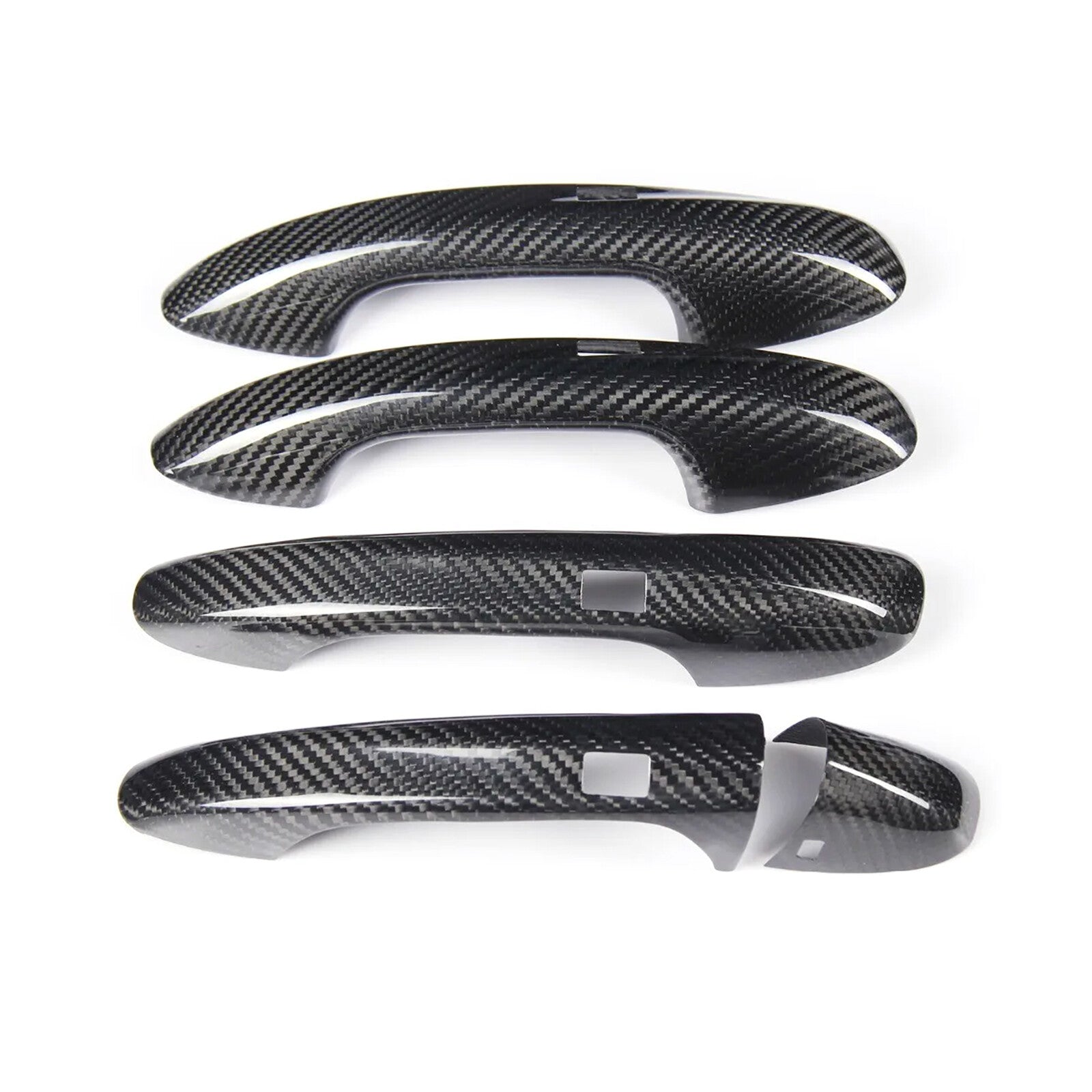 4x Real Carbon Fiber Door Handle Cover w Sensor for Benz W205 C E S GLC GLE