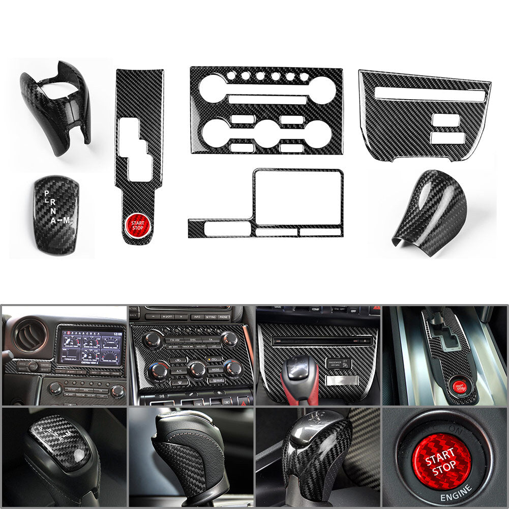 9Pcs Center Console Gear Shift Panel Decoration Cover Trim FITS for Nissan GTR R35