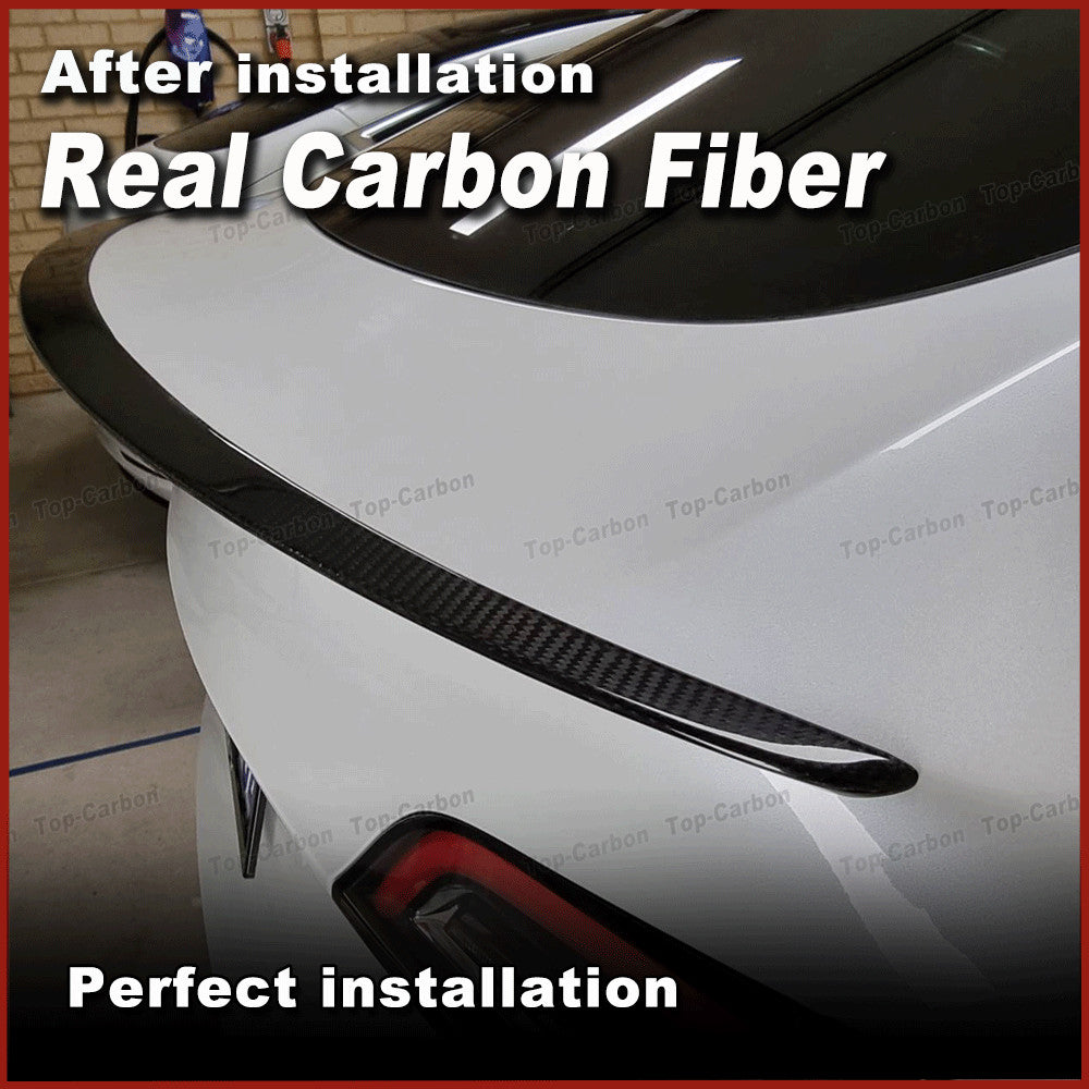 Fit for TESLA for MODEL Y 2019-24 REAL CARBON Rear Trunk Spoiler High Kick Wing Lip