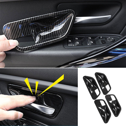 for BMW 3 4 Series GT 2014-2018 Carbon Fiber Look Inner Door Bowl Frame Trim 4P