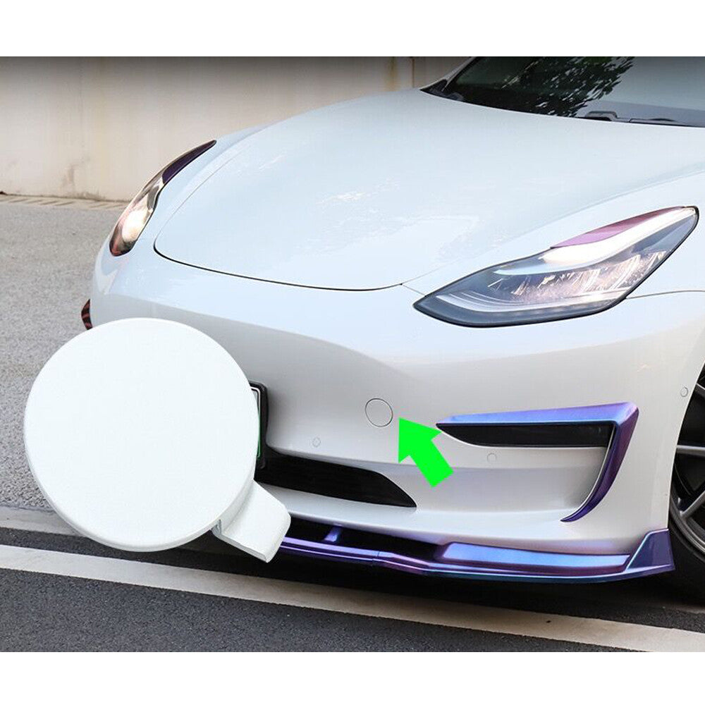 Front Bumper Tow Trailer Eye Cap Tow Hook Cover for Tesla Model 3 2017-22 White