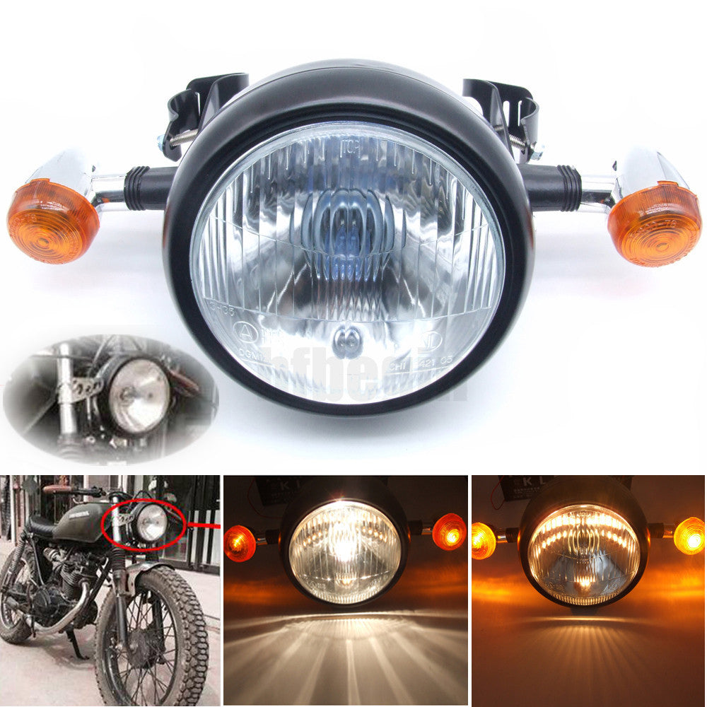 Headlight Turn Signal Lamp 6.5 Inch Motorcycle Bulb w/Bracket Mount Universal