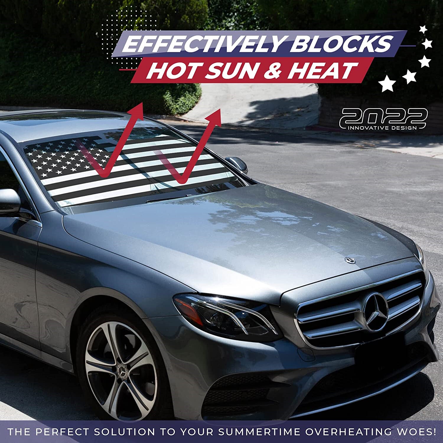 for Ram 1500 Truck Cab Windshield Sunshade American US Flag UV Block Sun Cover