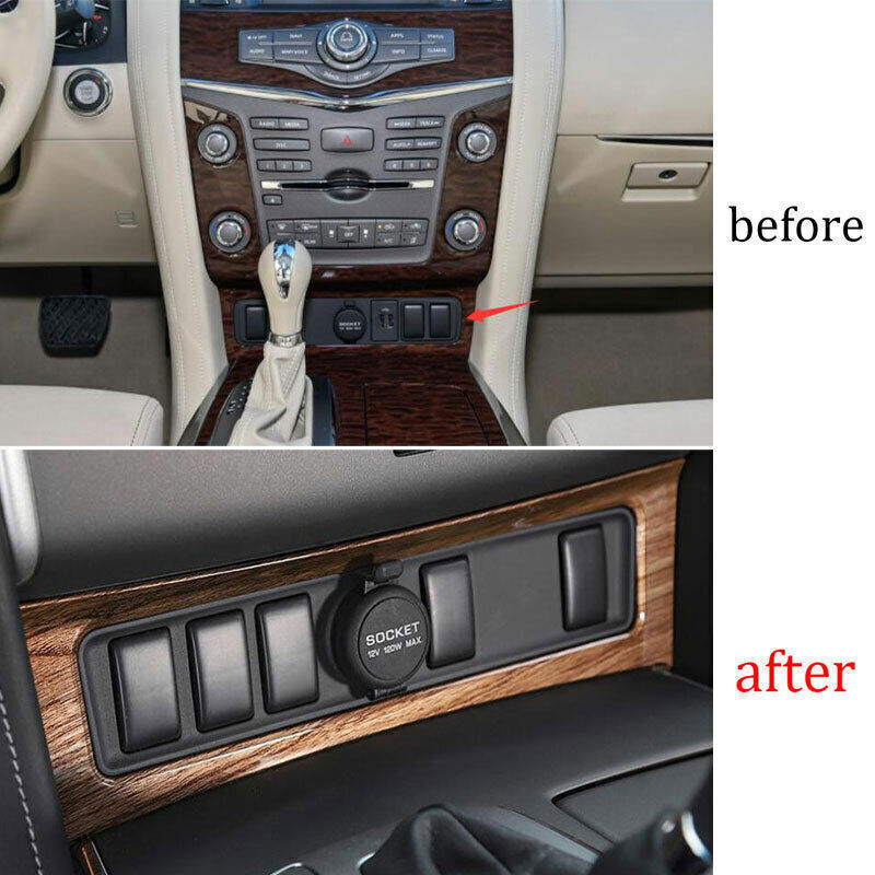 Console Cigarette Lighter Storage Box for Nissan Armada Y62 2017-2020 Wood Grain